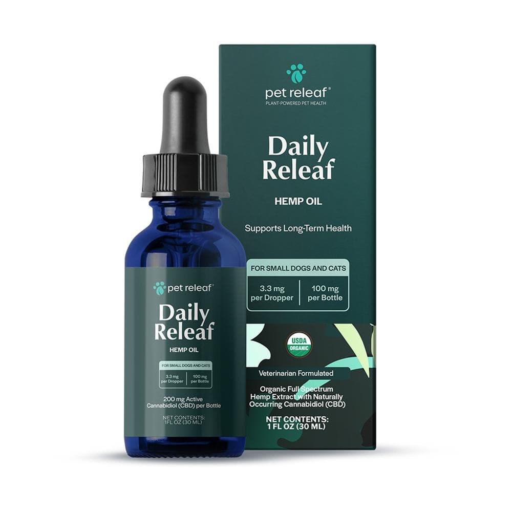 Pet Releaf 100mg Daily Releaf Organic Hemp Oil for Small Dogs & Cats 1fl. oz