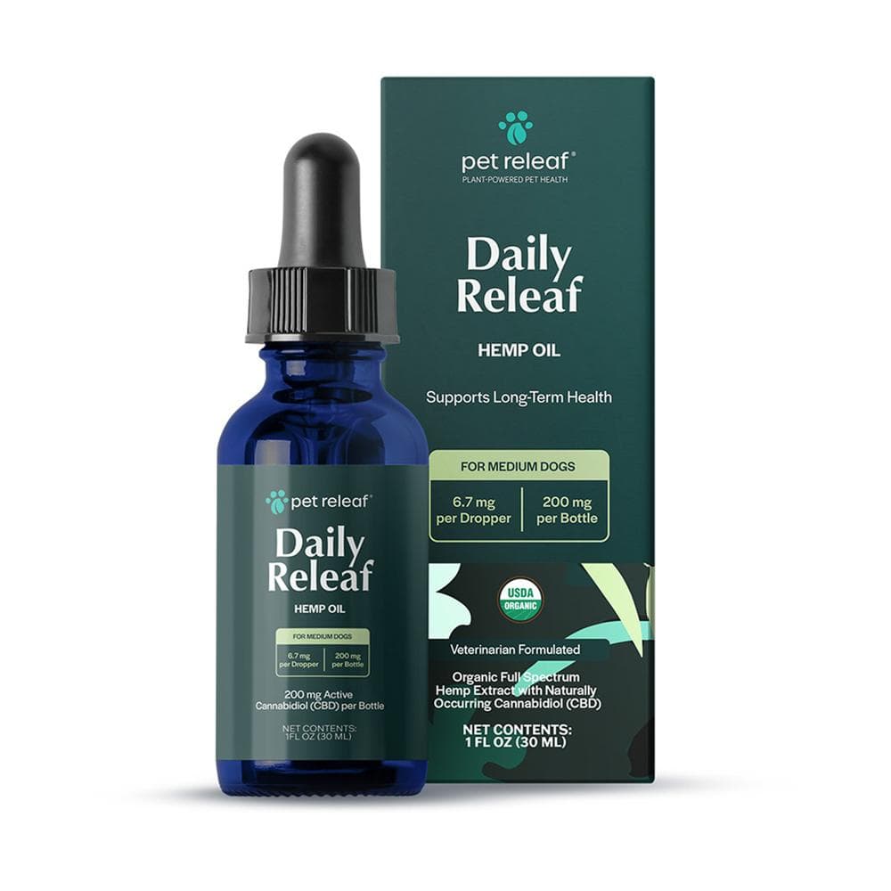 Pet Releaf 200mg Daily Releaf Organic Hemp Oil for Medium Dogs 1fl. oz