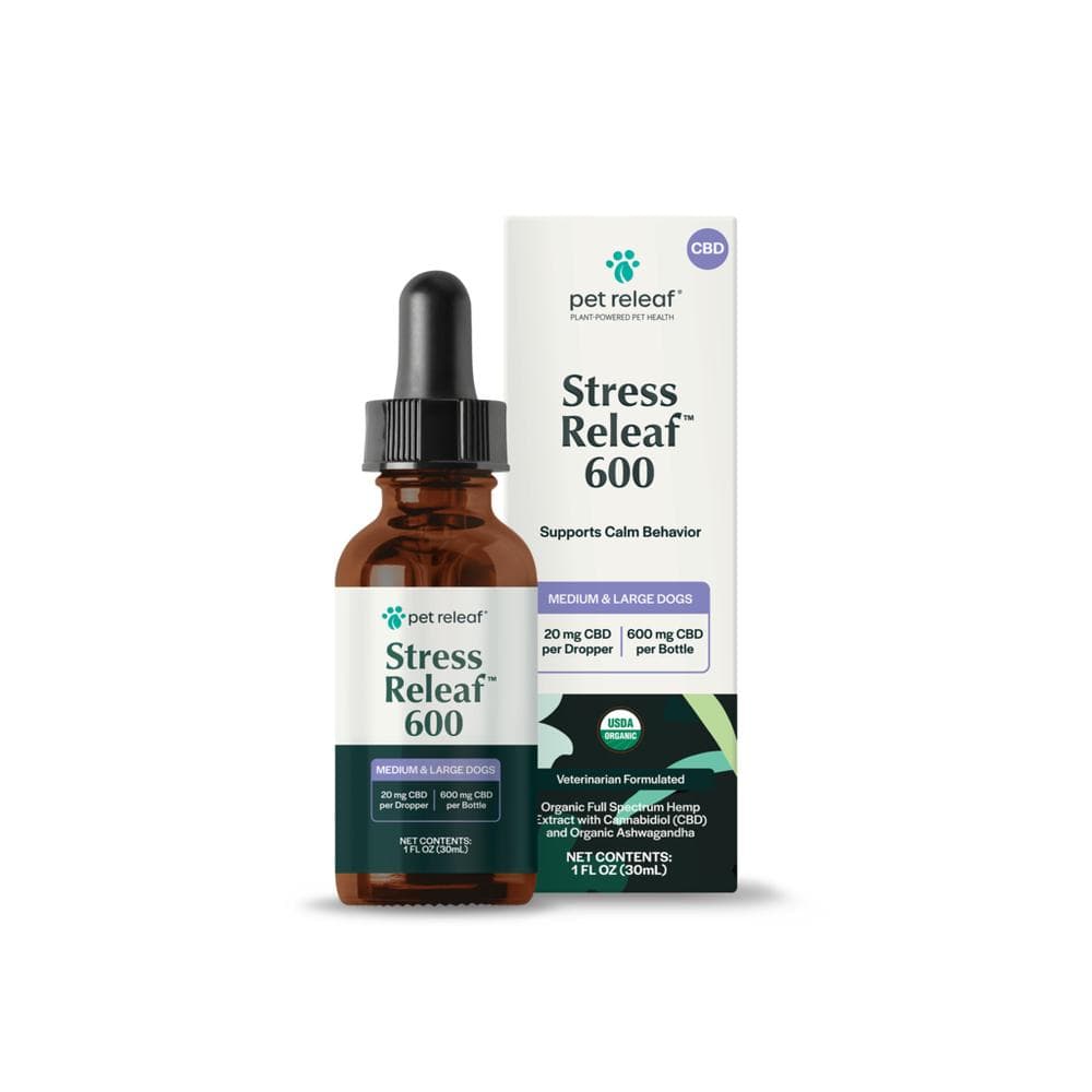 Pet Releaf USDA Organic Stress Releaf 600mg CBD Oil for Medium & Large Dogs 1fl. oz