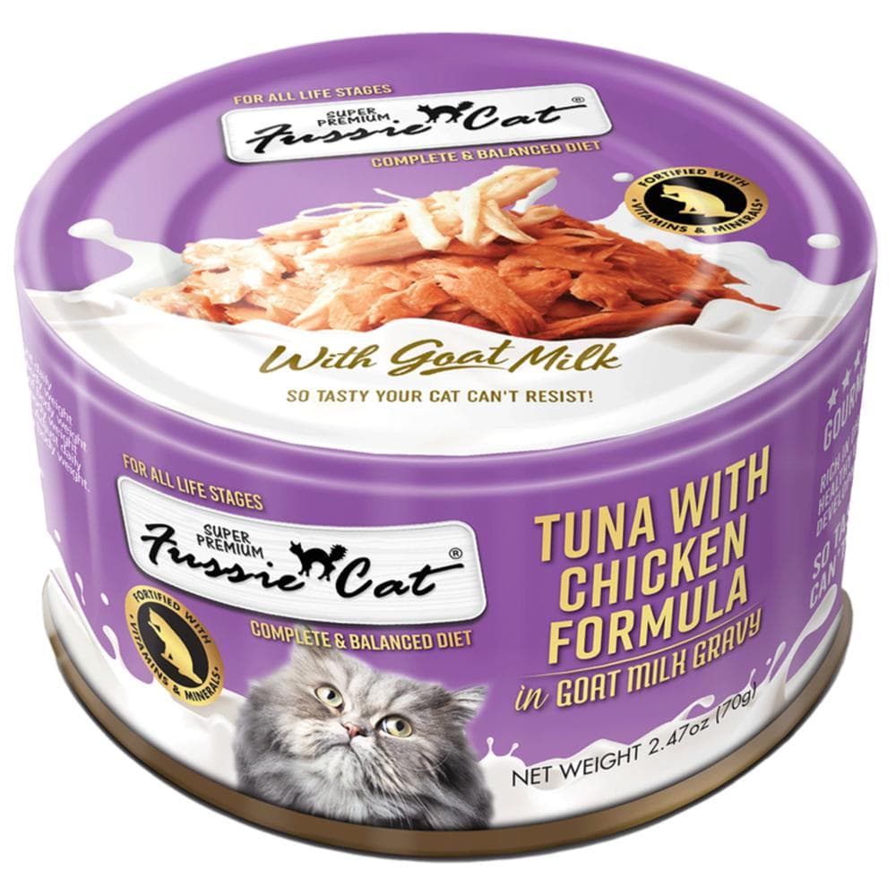 Fussie Cat Premium Tuna With Chicken Formula In Goat Milk Gravy Canned Cat Food 2.47oz