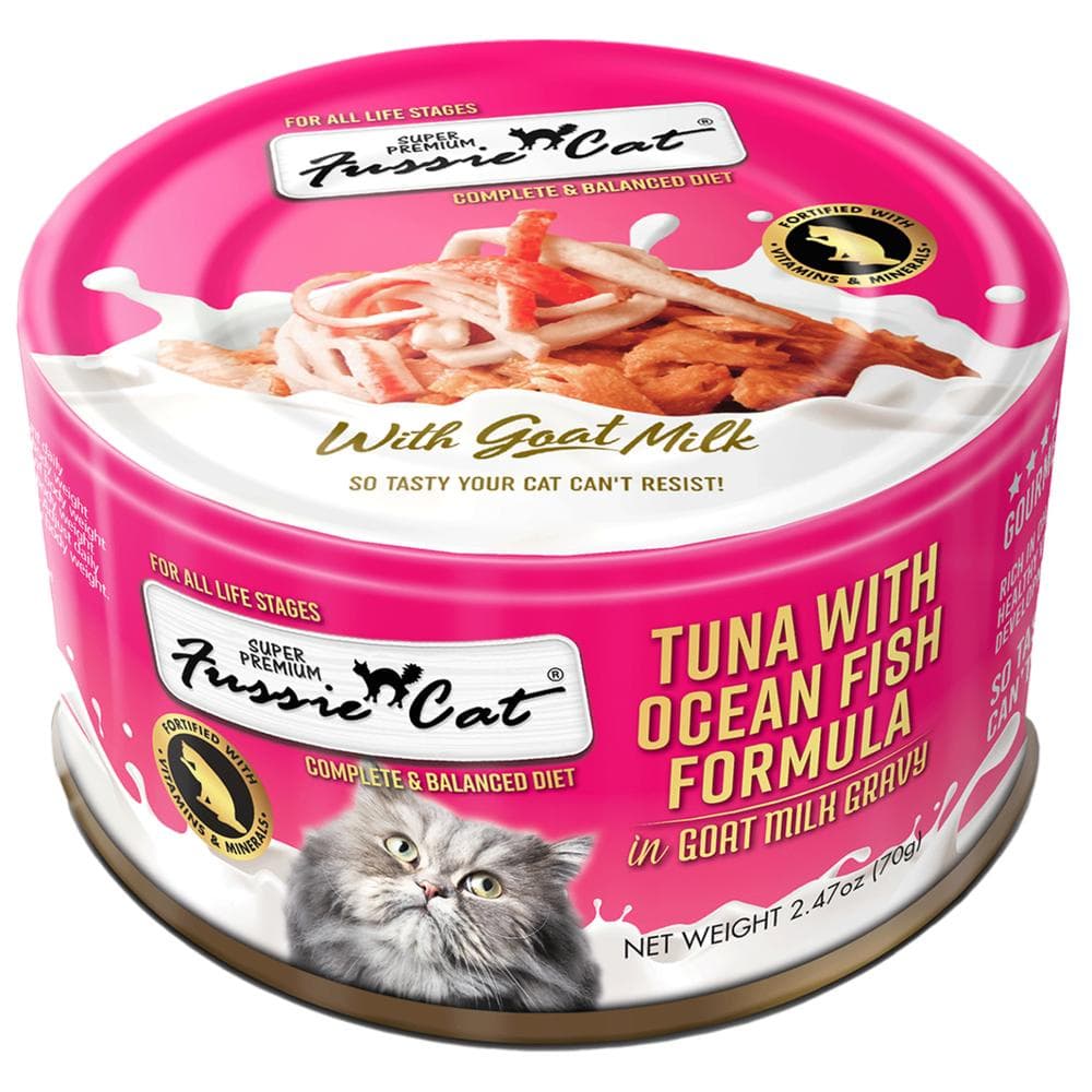 Fussie Cat Tuna With Oceanfish Formula In Goat Milk Gravy Canned Food 2.47oz