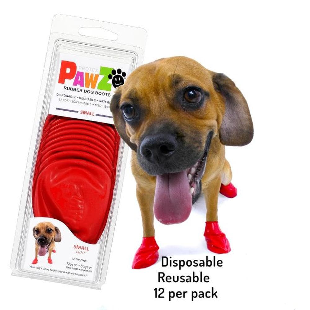 Pawz Rubber Dog Boots Red Small 12 Count