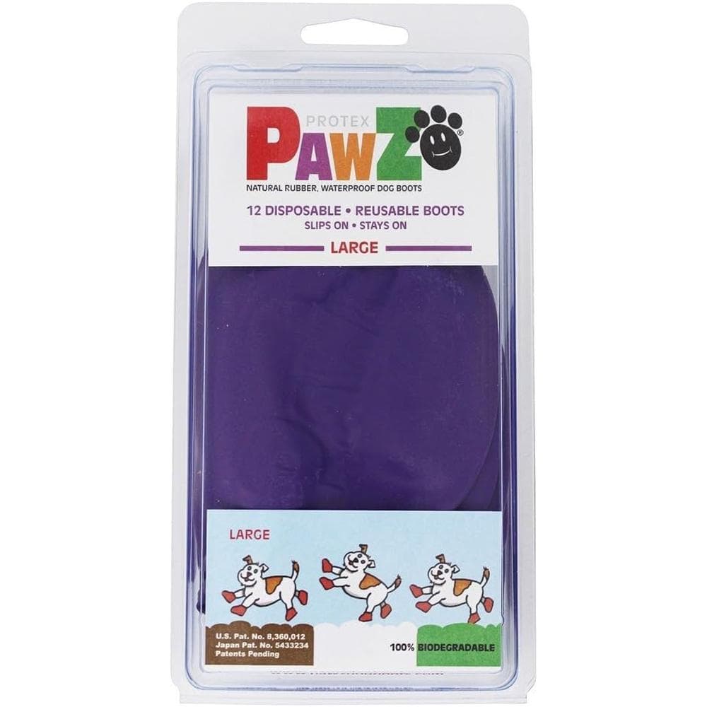 Pawz Boots Large to 4" Purple 12 Count