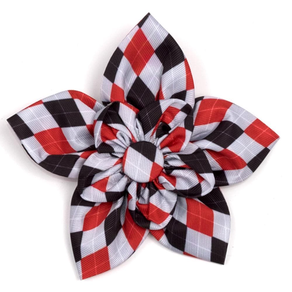 Preppy Argyle Red/Gray Flower Small - 1 Count