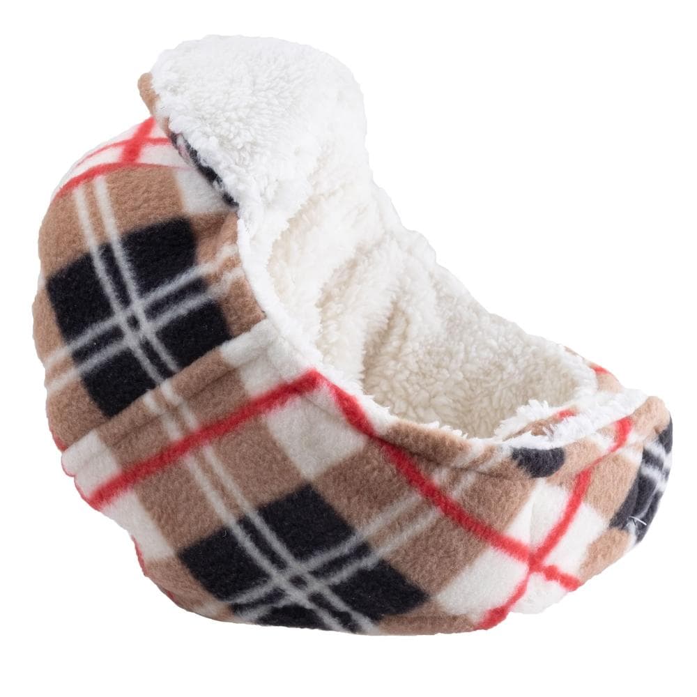Aviator Hat Tan Plaid Fleece LG - 1 Count
