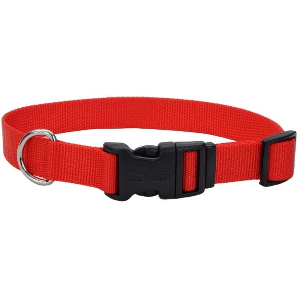 Coastal Adjustable Dog Collar With Plastic Buckle Red 1" X 26"
