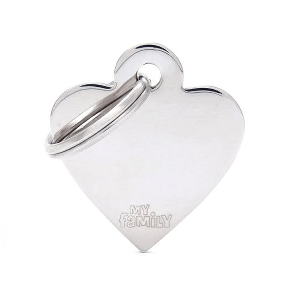 My Family Tag Basic Heart Chrome Small