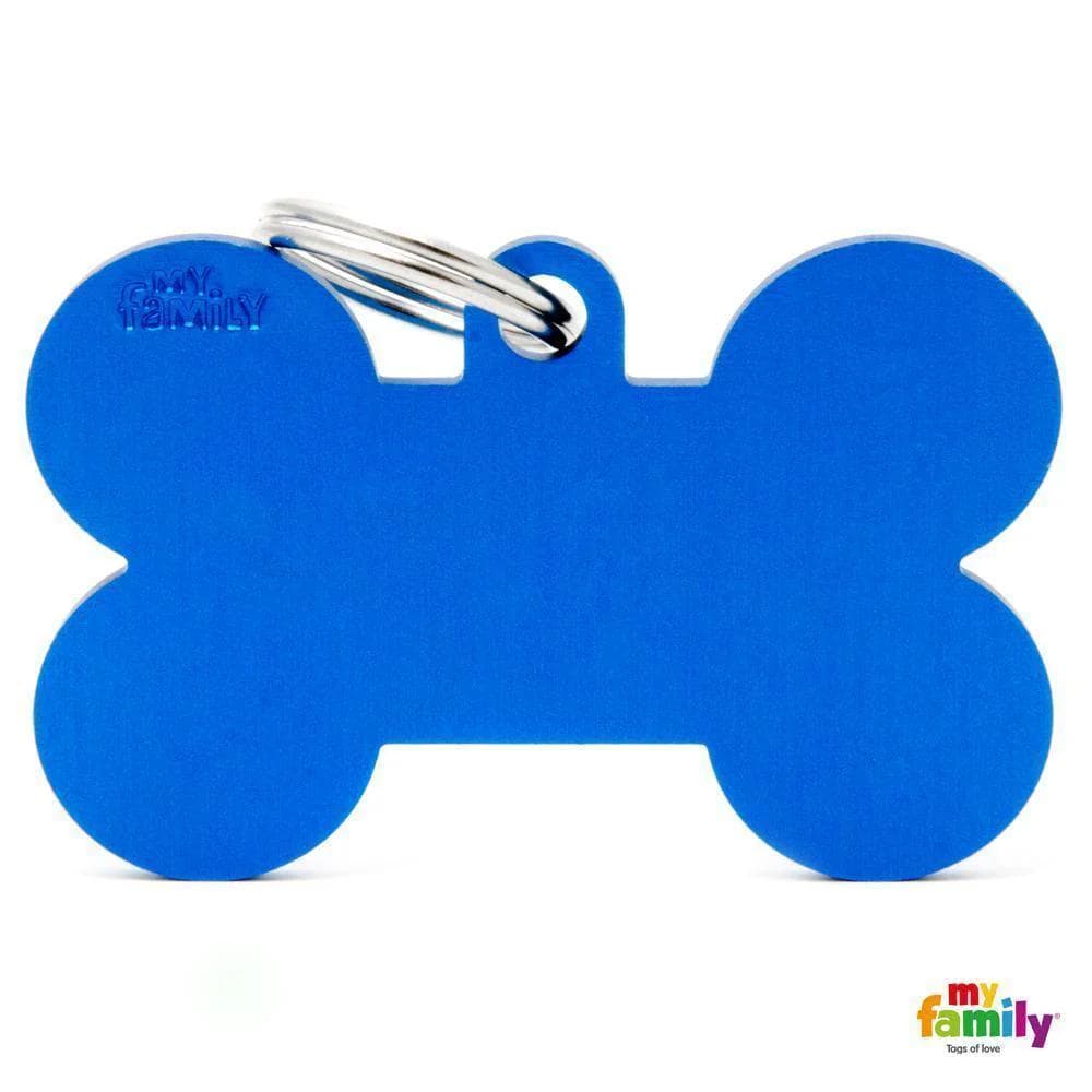 My Family Basic Bone Blue Dog Tag With Free Engraving Extra Large