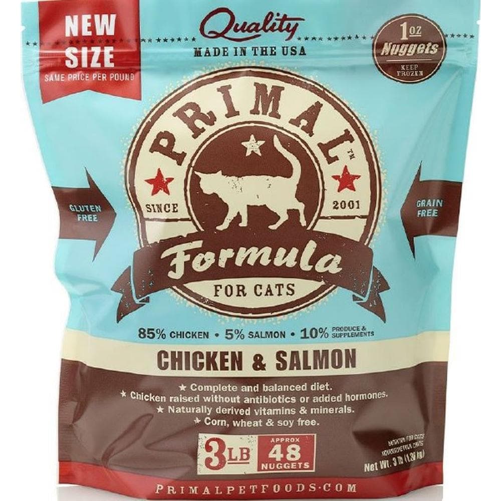 Primal Cat Raw Frozen Nuggets Chicken & Salmon 3lbs